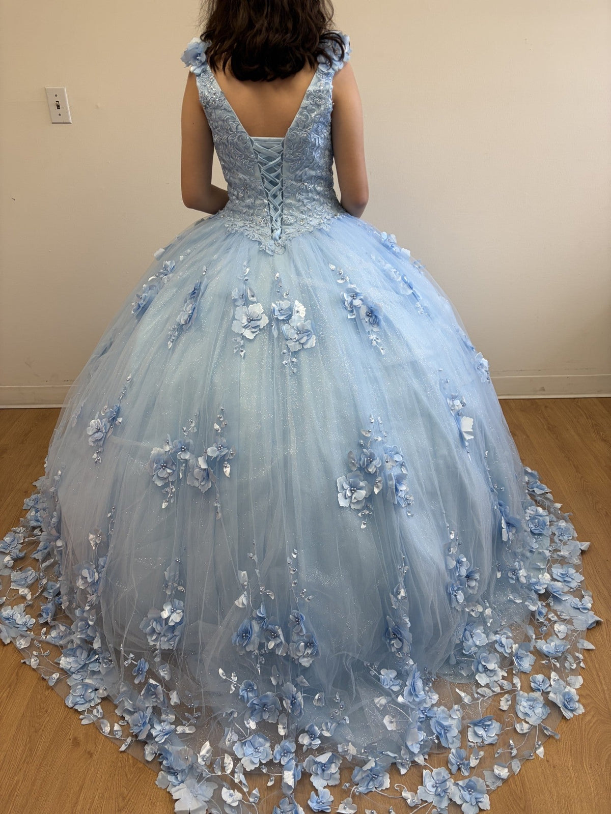 Layla K LK199 Mesh Cape Sleeves Quincecanera Gown