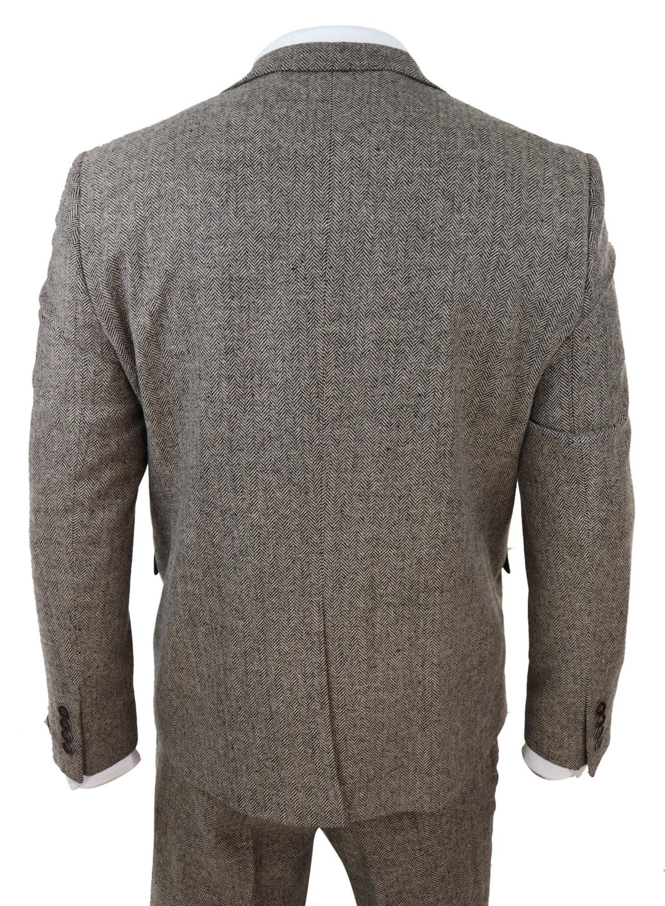 Classic Peaky Blinders Inspired Suit – Oak Brown 3-Piece Herringbone Tweed