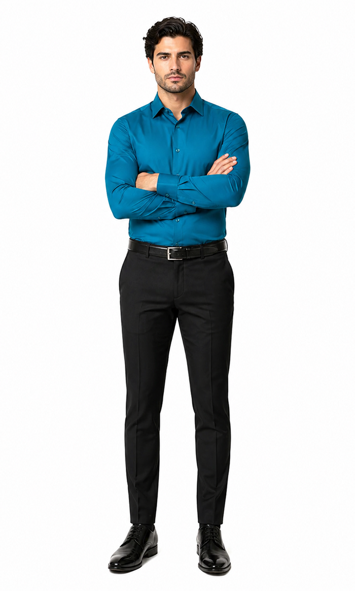 Affordable Clearance Cheap Mens Dress Shirt Sale Online Trendy -- Teal Color Men's Dress Shirt