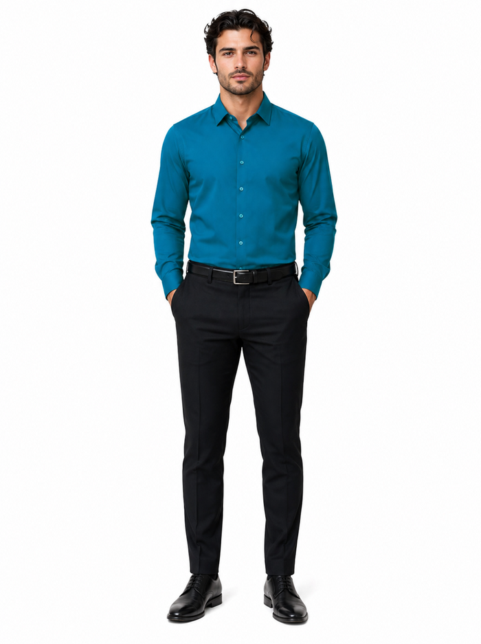 Affordable Clearance Cheap Mens Dress Shirt Sale Online Trendy -- Teal Color Men's Dress Shirt