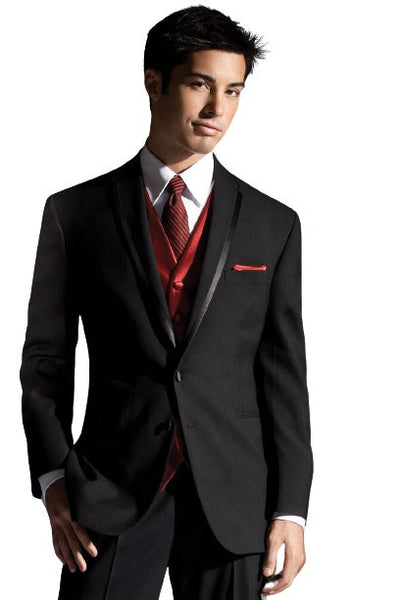 Solid Black 100% Light Weight Wool 2 Button Notch skinny Tapered Leg Lower rise Designer Pants Tuxedo