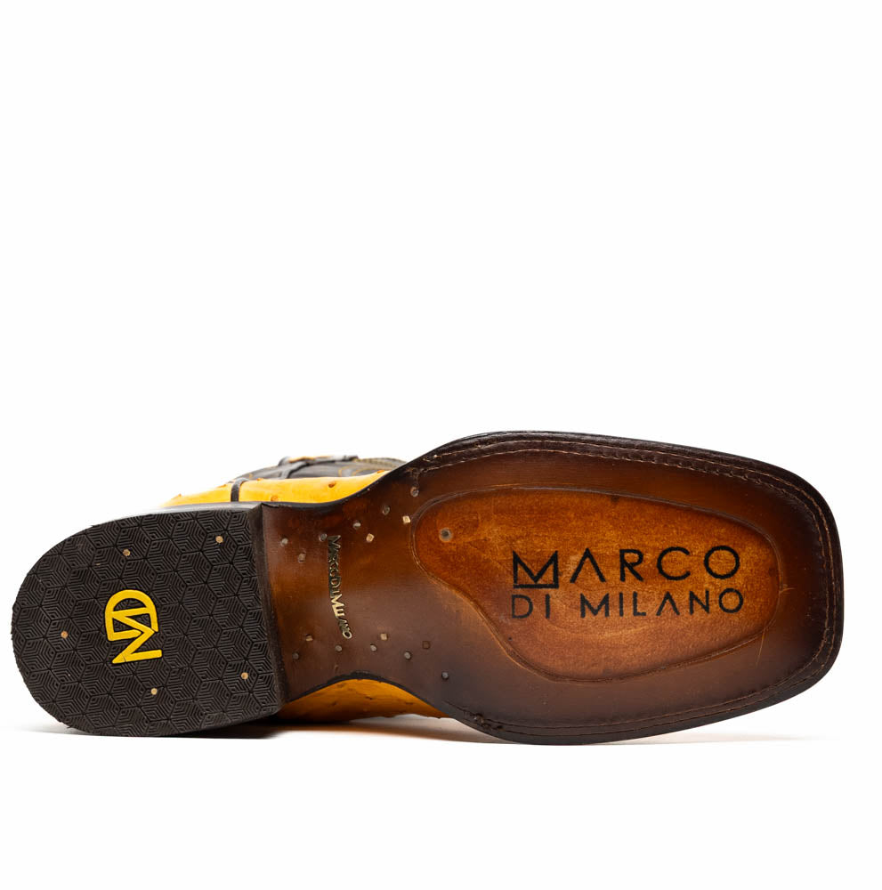 Marco Di Milano Alabama Buttercup Ostrich Quill Square Toe Cowboy Boots