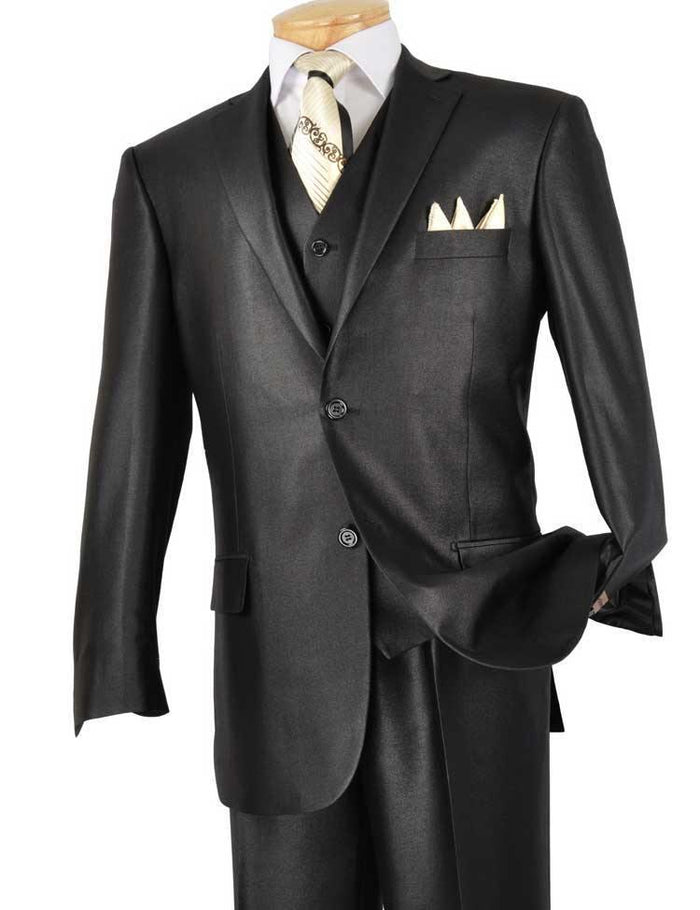 Shinny Men's 3 Piece Suit in Black by Alfa Collection