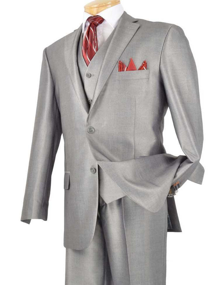 Alfa Collection Gray Shiny 3 Piece Suit