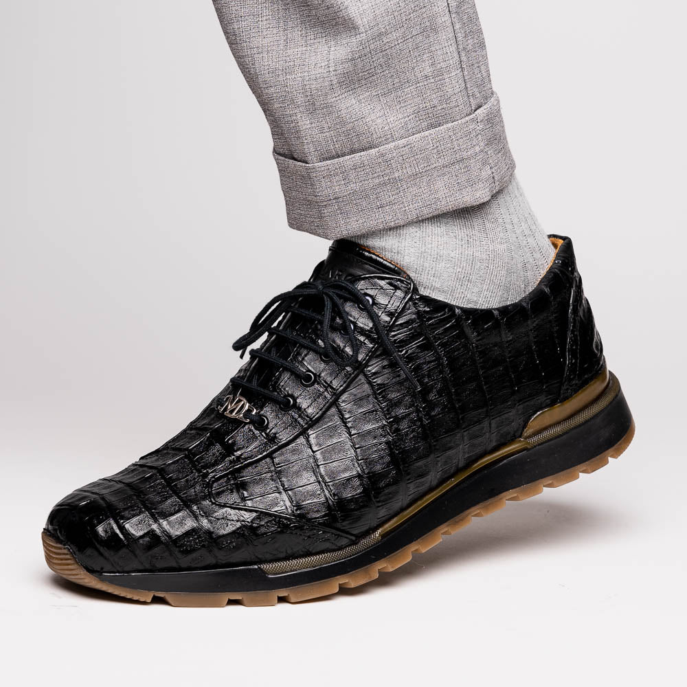 Alonzo Black Caiman Crocodile Sneakers