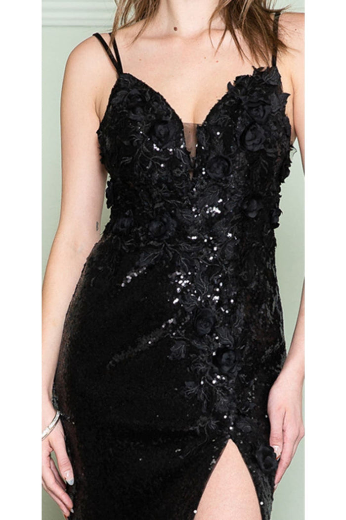 Amelia Couture 5020 Sexy Sequined Floral Open Back Formal Prom Gown