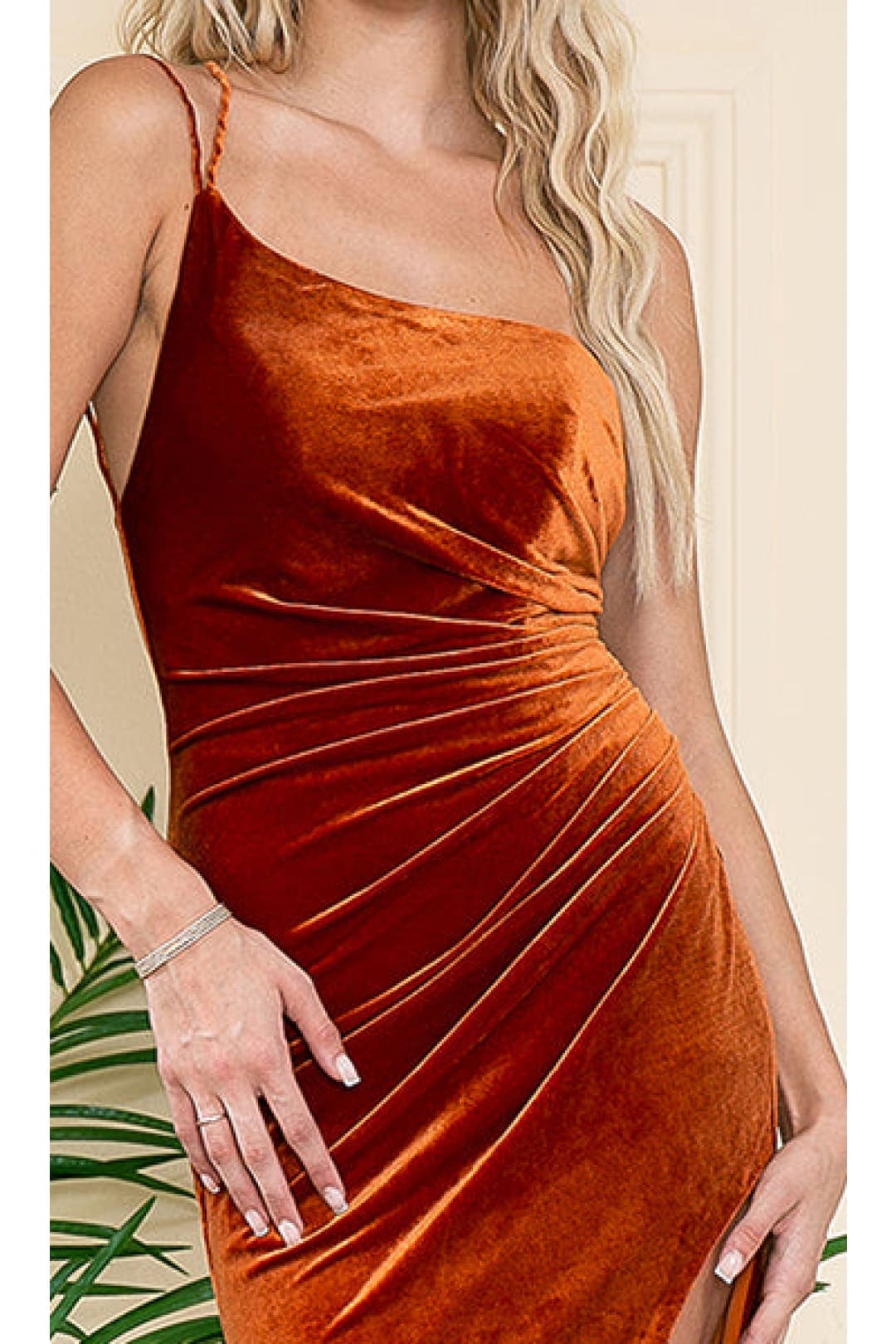 Amelia Couture 6118 Velvet High Slit Long Evening Gown