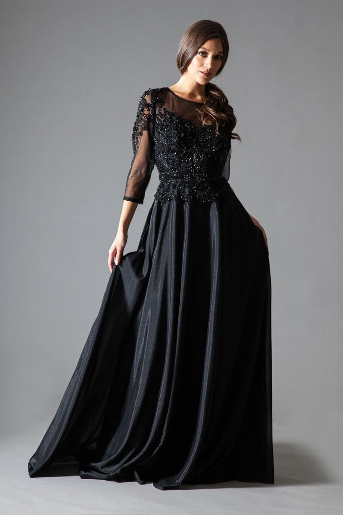 Amelia Couture 7041 Illusion 3/4 Sleeve Mother of the Groom Gown
