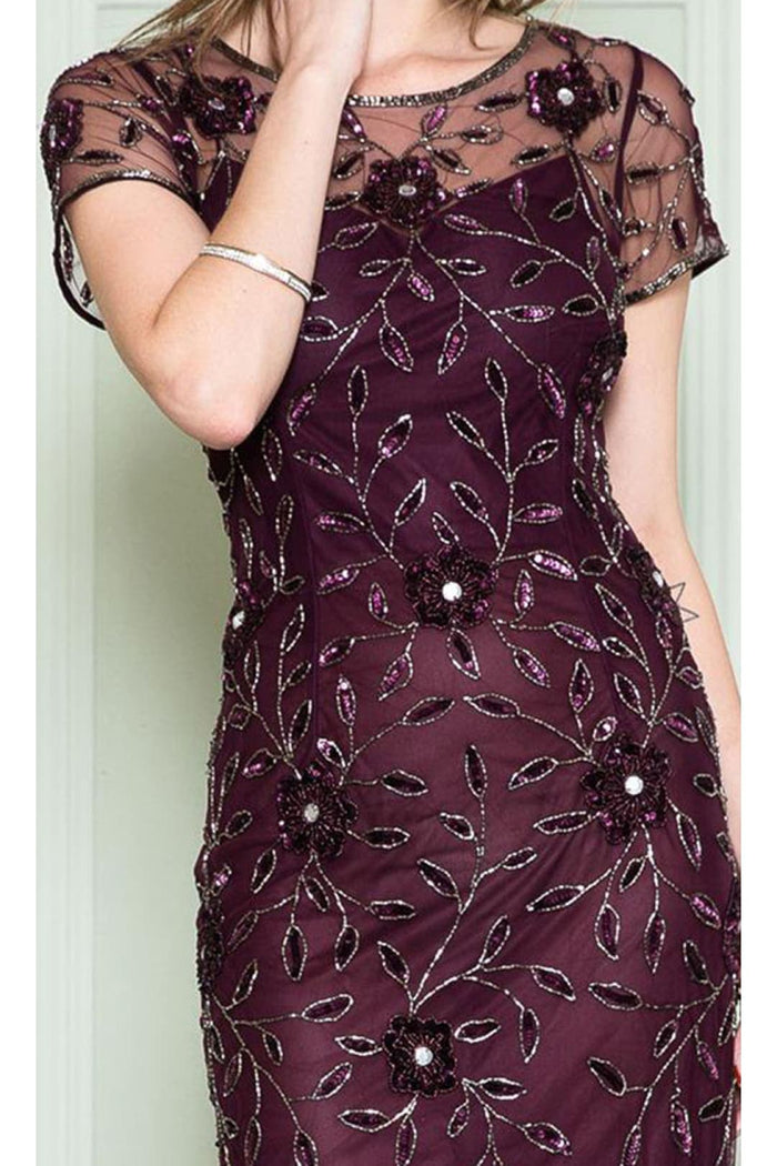Amelia Couture IN002 Short Sleeve Bateau Evening MOB Gown