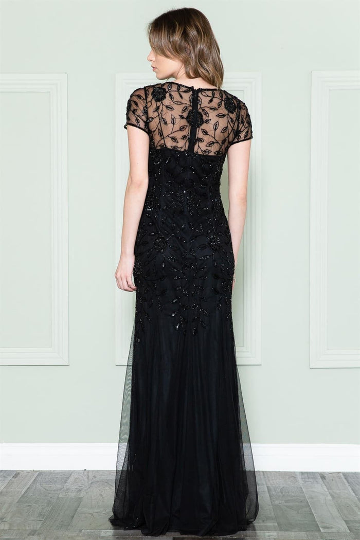 Amelia Couture IN002 Short Sleeve Bateau Evening MOB Gown