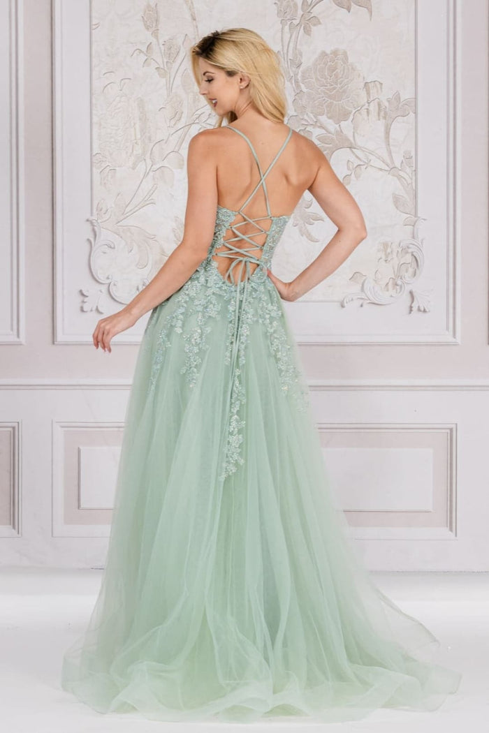 Amelia Couture TM1006 Strappy Embroidered Bustier Prom Evening Gown