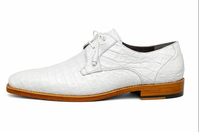 Anderson Crocodile Oxford White Shoes
