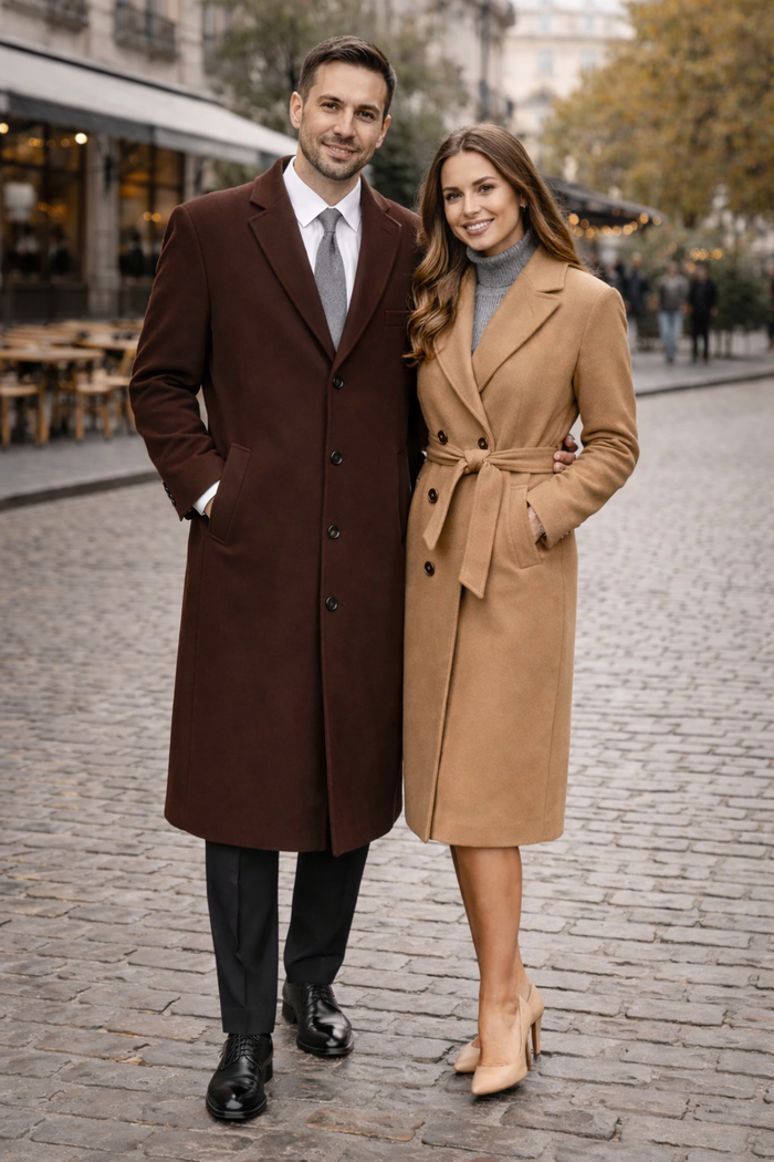 Brown Wool Cashmere Blend Ankle Top Coat