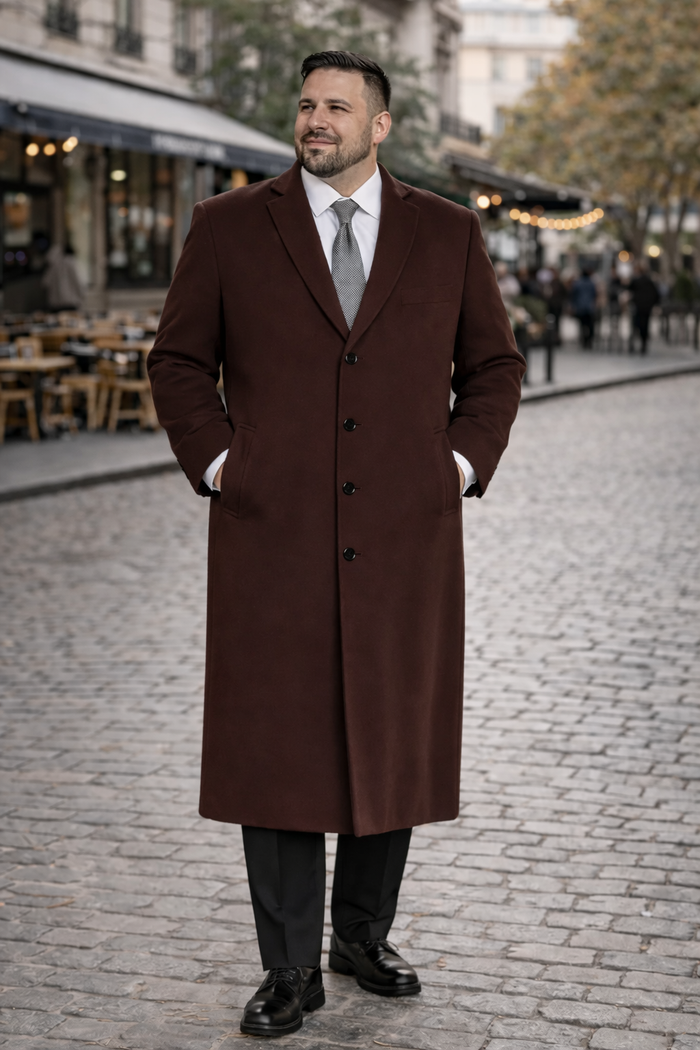 Brown Wool Cashmere Blend Ankle Top Coat