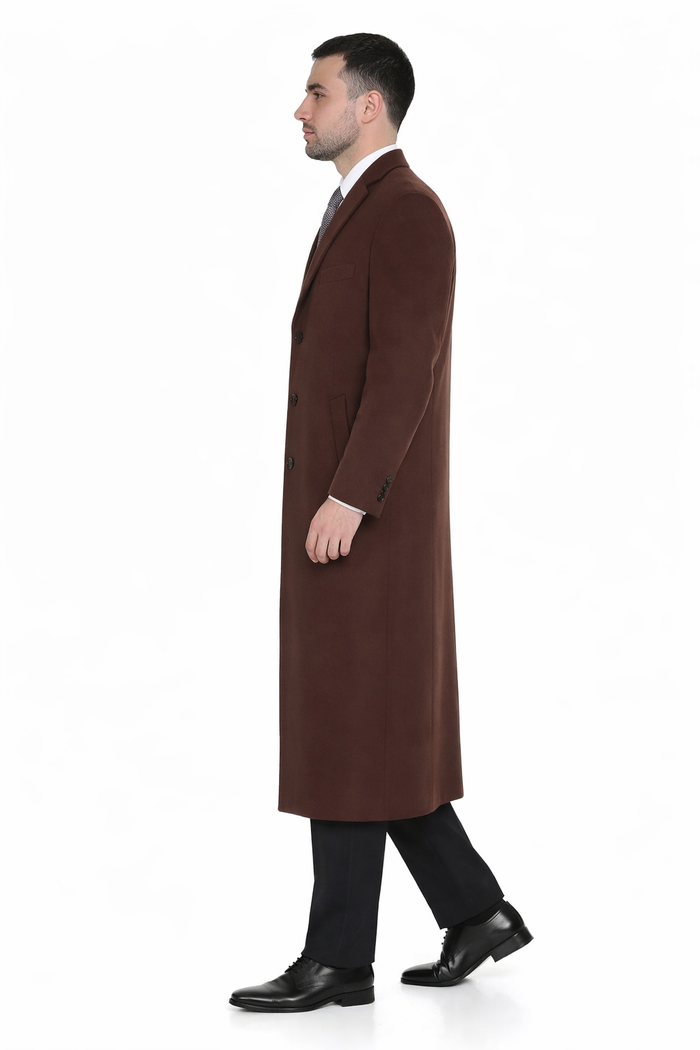 Brown Wool Cashmere Blend Ankle Top Coat