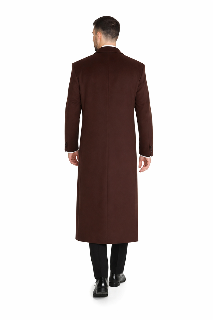 Brown Wool Cashmere Blend Ankle Top Coat
