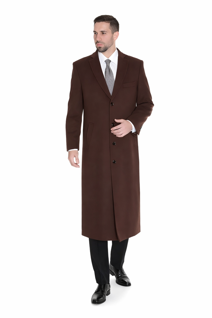 Brown Wool Cashmere Blend Ankle Top Coat