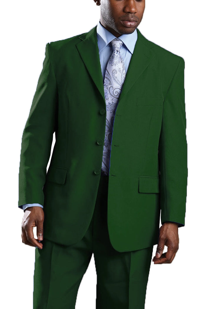 Mens 3 Button Polyester Fashion Suit in Olive
