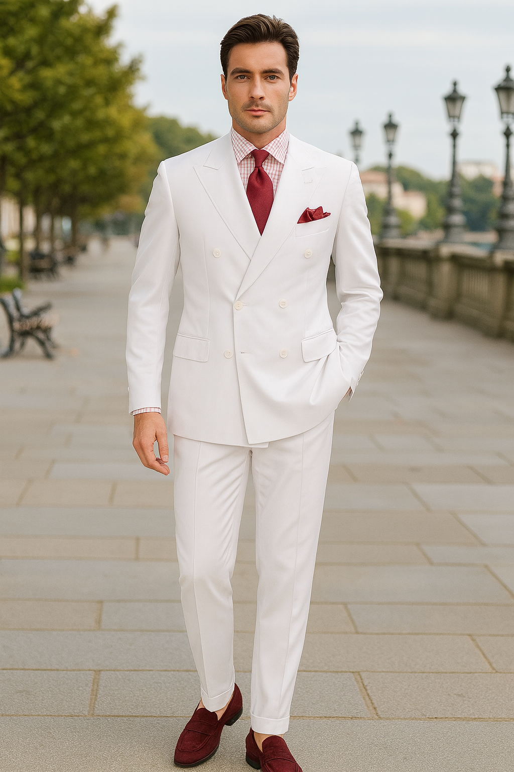 Apollo King Men's 2pc Double Breasted Outlet Suit Pleated Pants