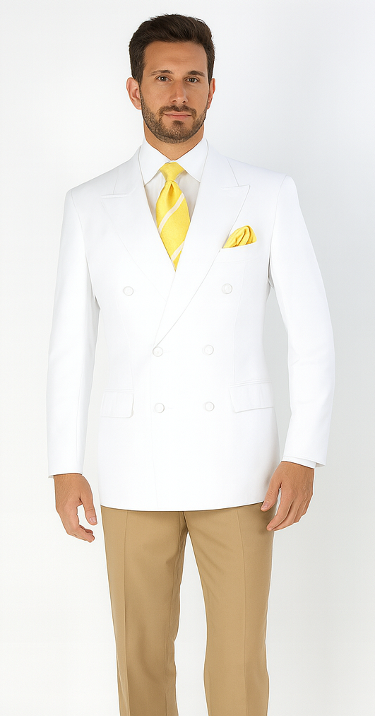 Apollo King Men's Double Breasted Sport Coat Peak Lapel