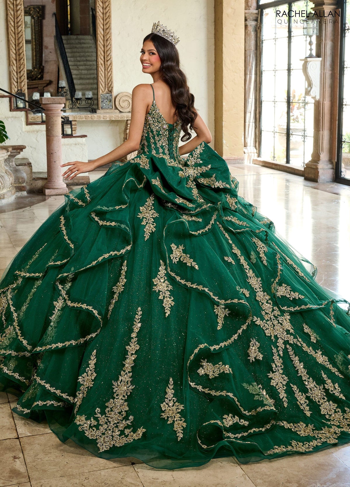 Rachel Allan RQ1137 Applique Long Sleeve Quinceanera Dress