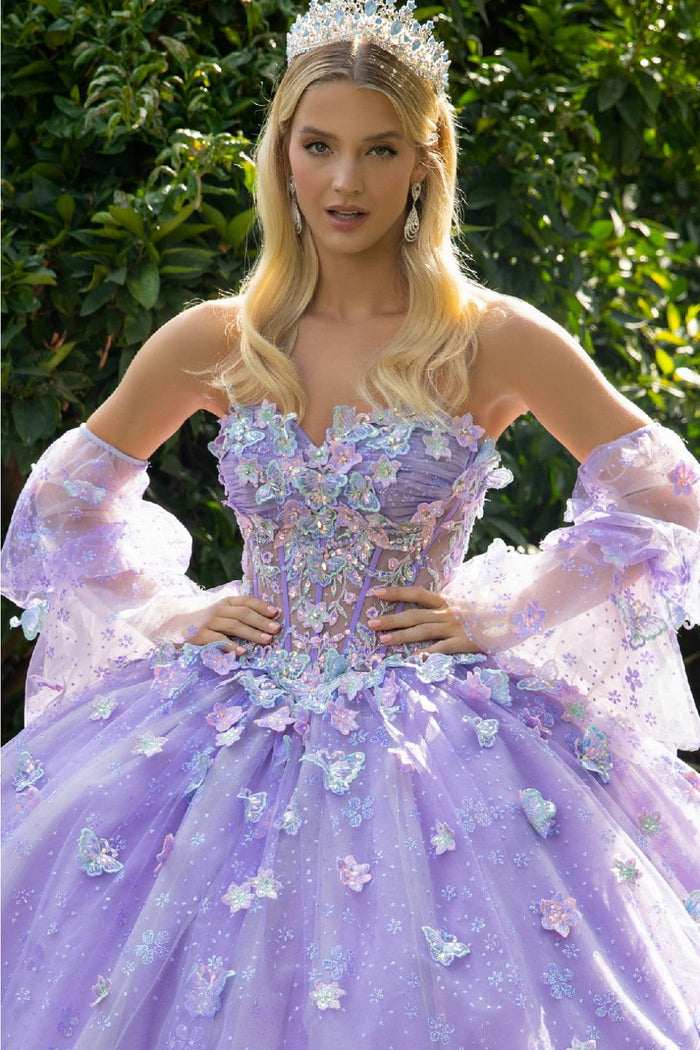 Applique Puff Sleeve Ball Gown by GLS Gloria GL3541