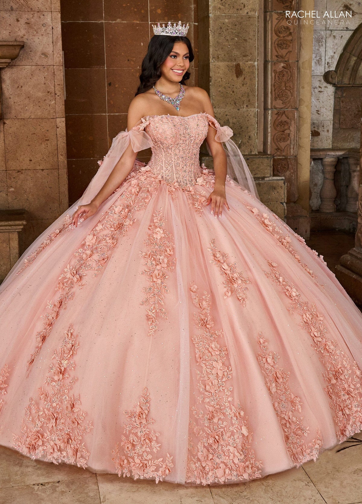 Rachel Allan RQ1132 Applique Sheer Corset Quinceanera Dress