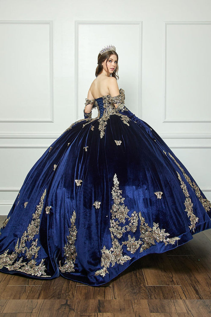 Applique Sweetheart Velvet Ball Gown by Bella Princess PQ1038