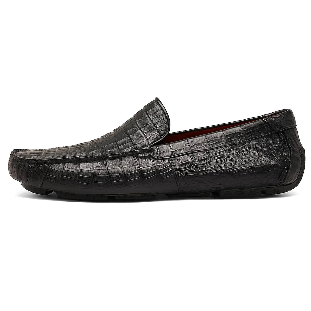 Marco Di Milano Remo Black Caiman Crocodile Driving Shoes