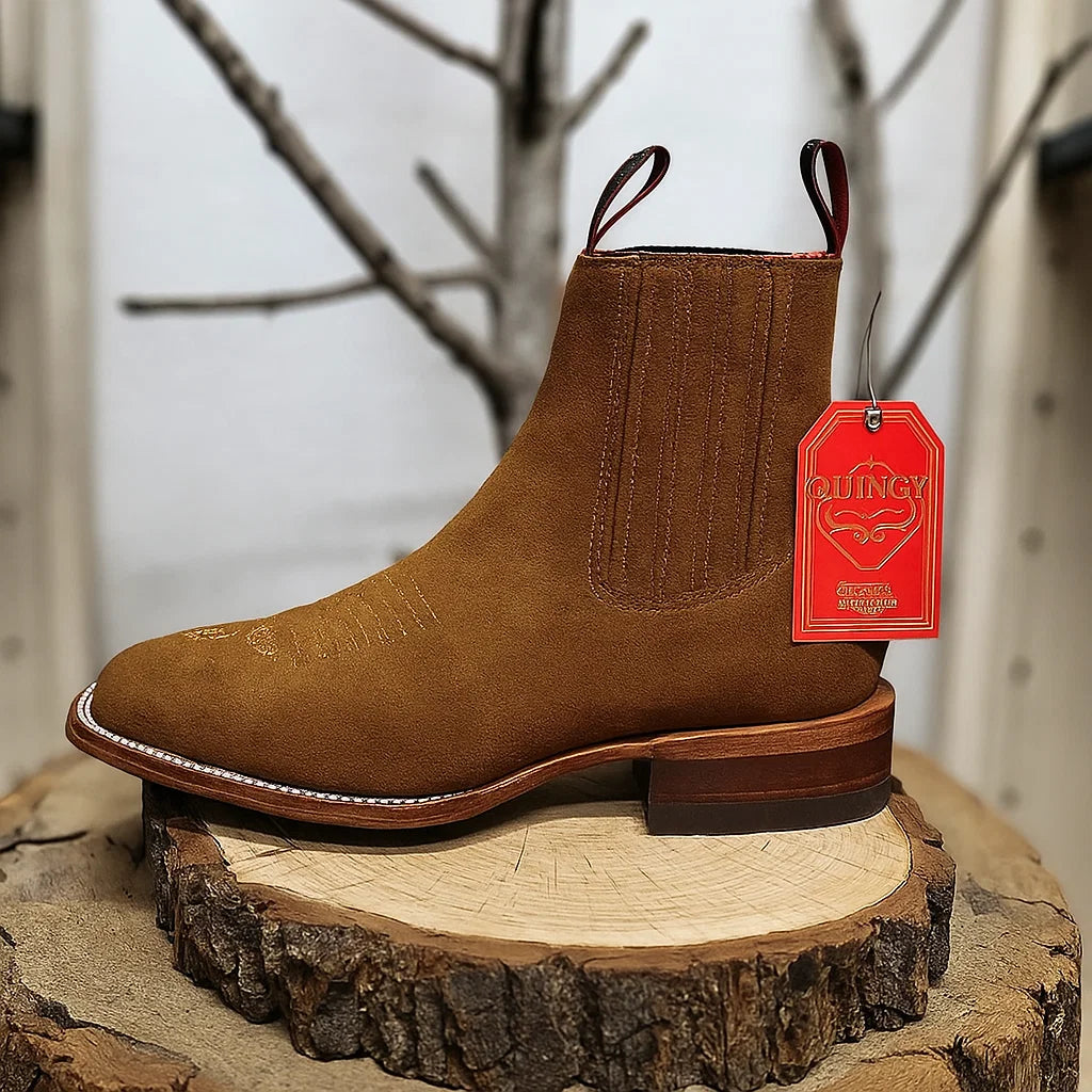 Botines Charros de Gamuza Punta Cuadrada Shedron