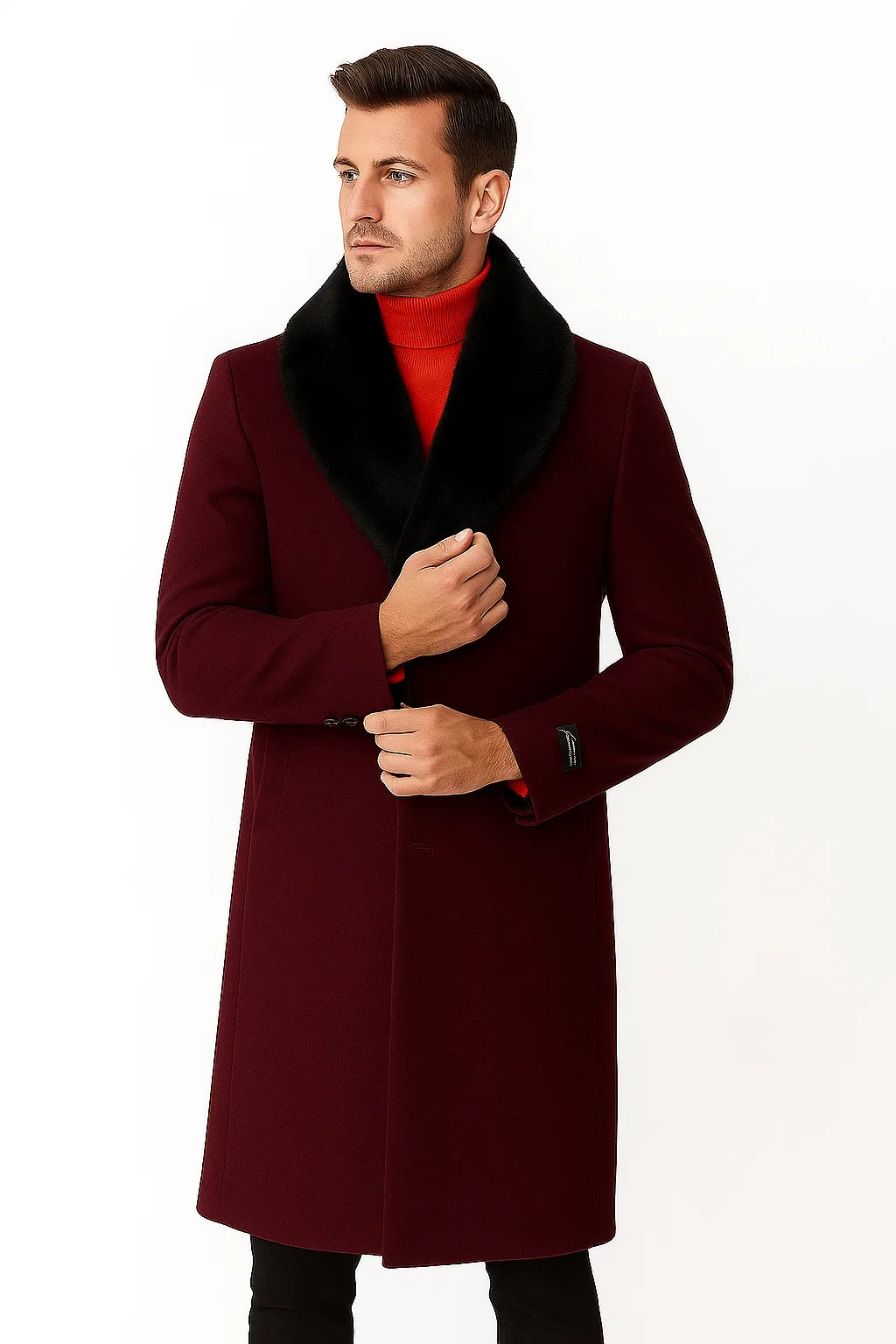 Men's Dark Burgundy ~ Wine ~ Maroon Big And Tall Overcoat