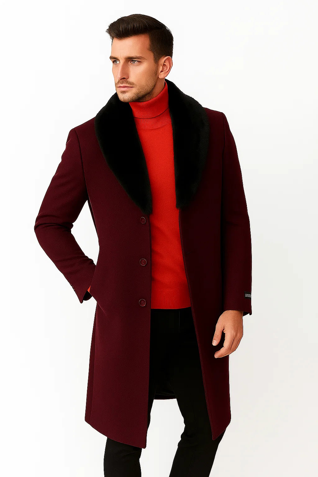 Men's Dark Burgundy ~ Wine ~ Maroon Big And Tall Overcoat
