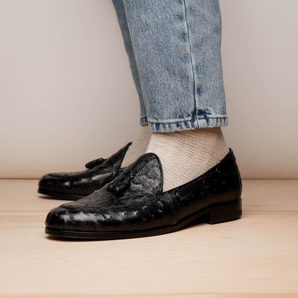 Aubiere Black Ostrich Loafer