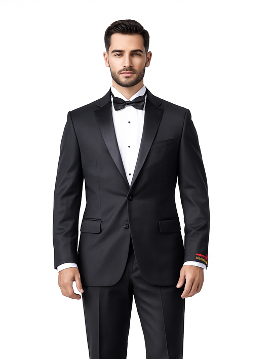 Authentic Tiglio Brand Men's 2-button Black Tuxedo - High End Suits - High Quality Suits