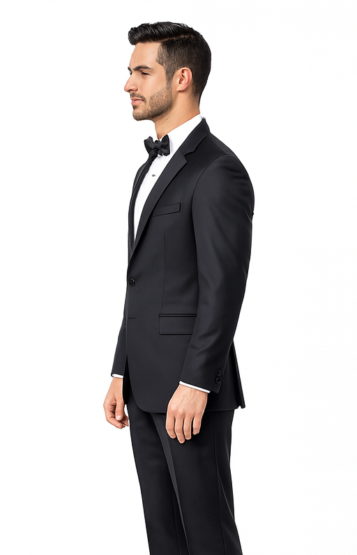 Authentic Tiglio Brand Men's 2-button Black Tuxedo - High End Suits - High Quality Suits