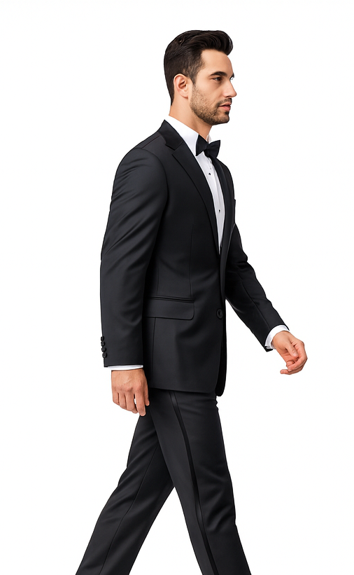 Authentic Tiglio Brand Men's 2-button Black Tuxedo - High End Suits - High Quality Suits