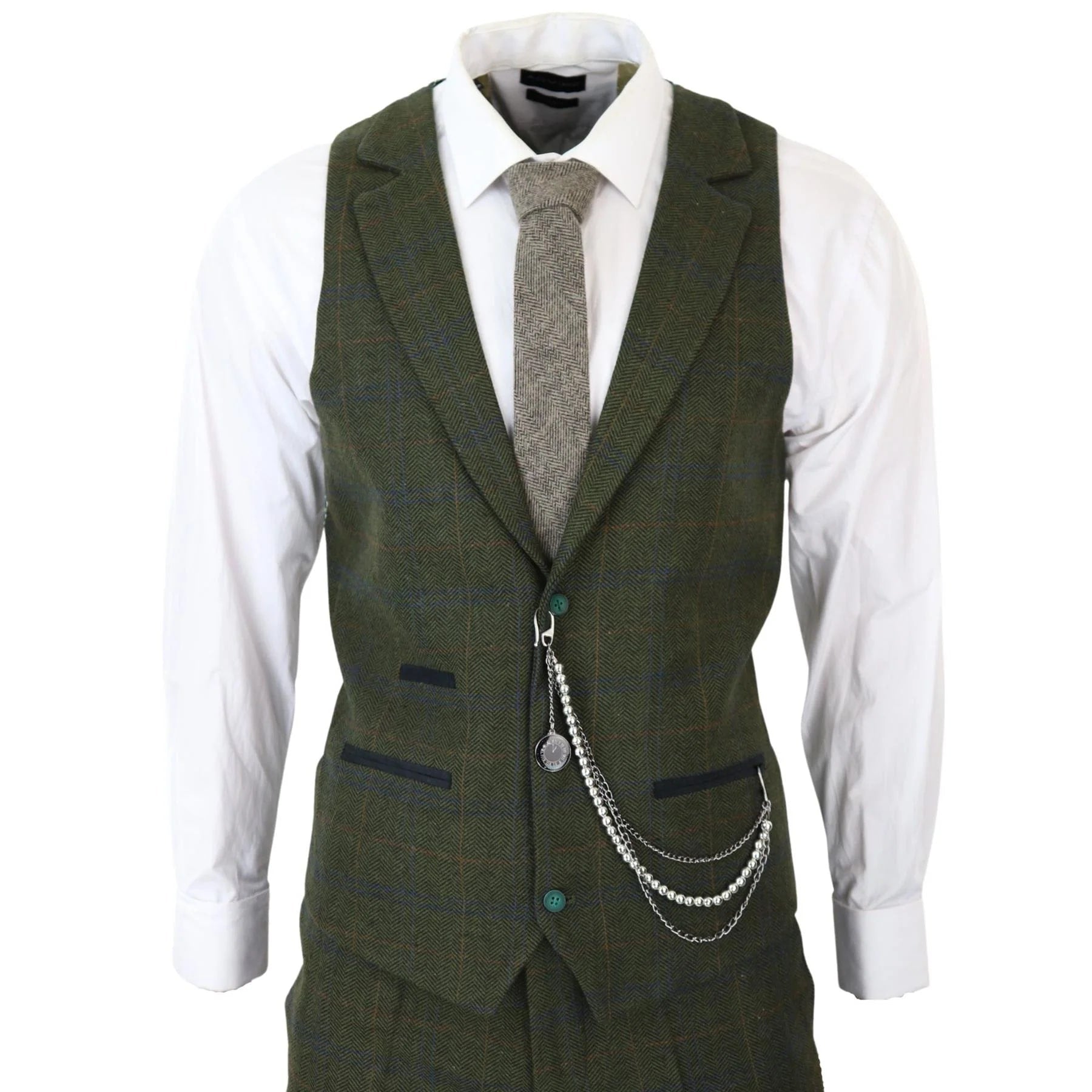 Mens Brown Wool Tweed Suit – 3-Piece Double Breasted 1920s Vintage Style