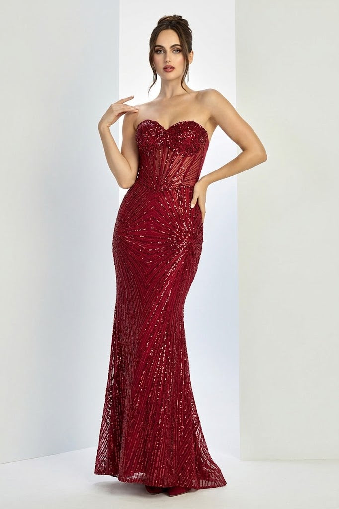 Adora Design 3279 Strapless Beaded Corset Mermaid Prom Dress