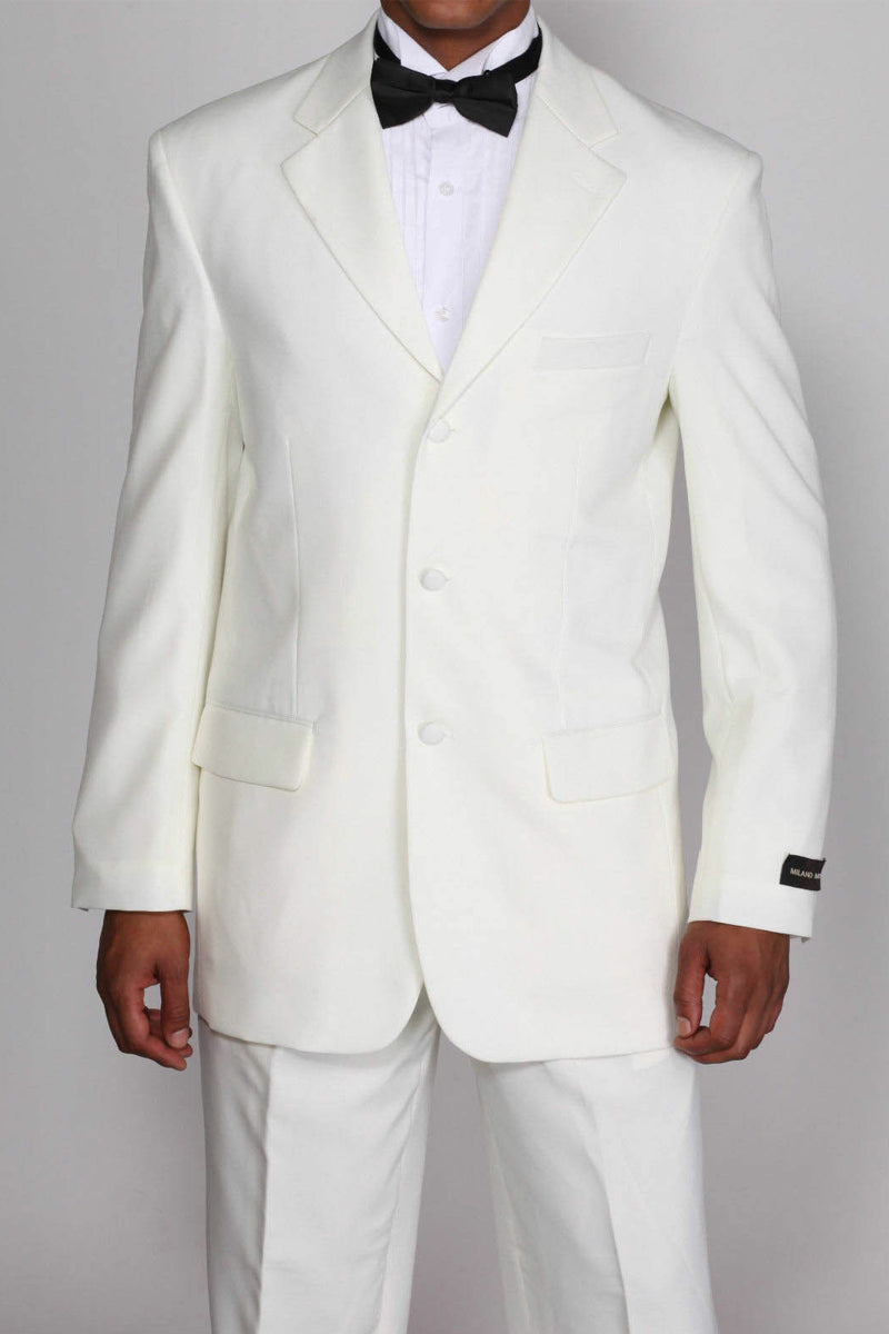 Mens Basic 3 Button Poly Tuxedo in Cream