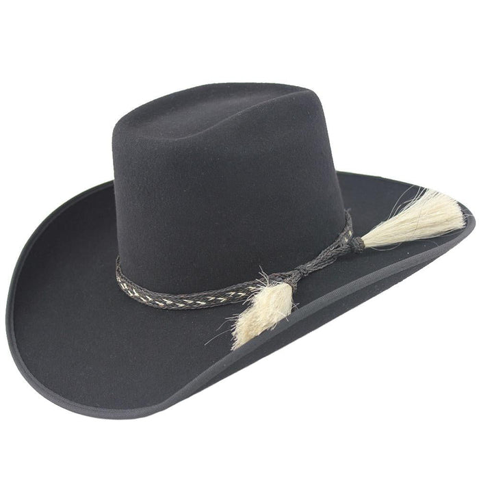 Black 6X Brick Crown Felt Hat with Horsehair Band