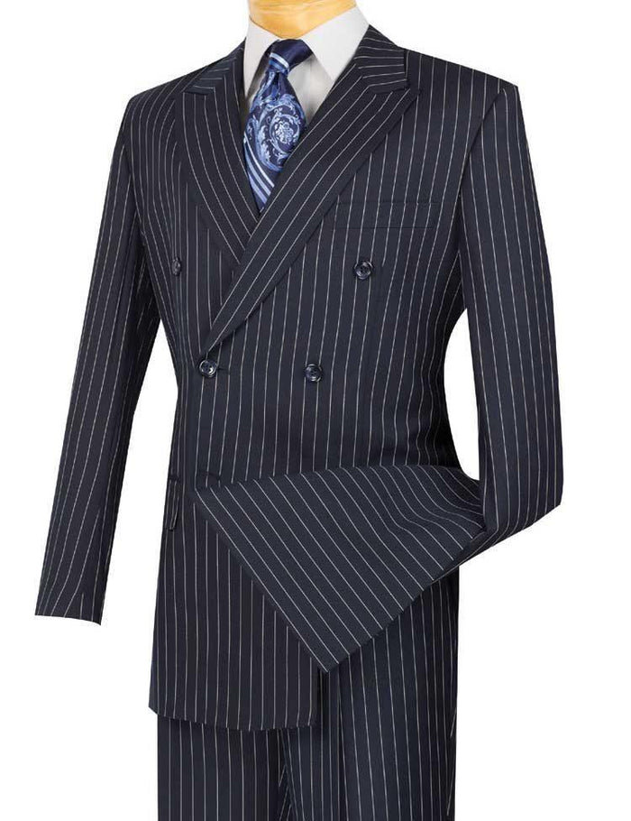 Men's Double Breasted Navy Pinstripe Suit