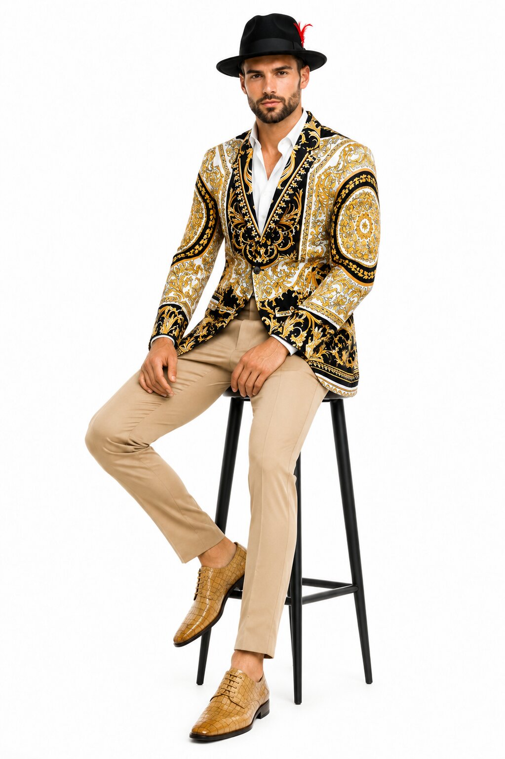 Black and Gold Baroque Outfit Set for Men