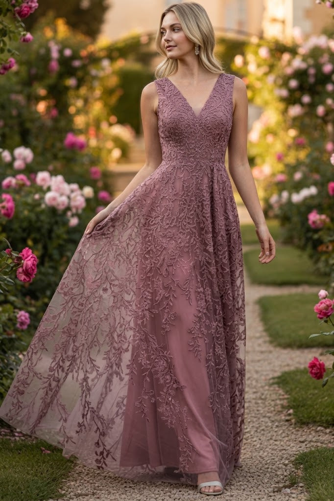 Formal Dress Long V-Neck Sleeveless A-Line Gown By Lenovia 8337-New Collection