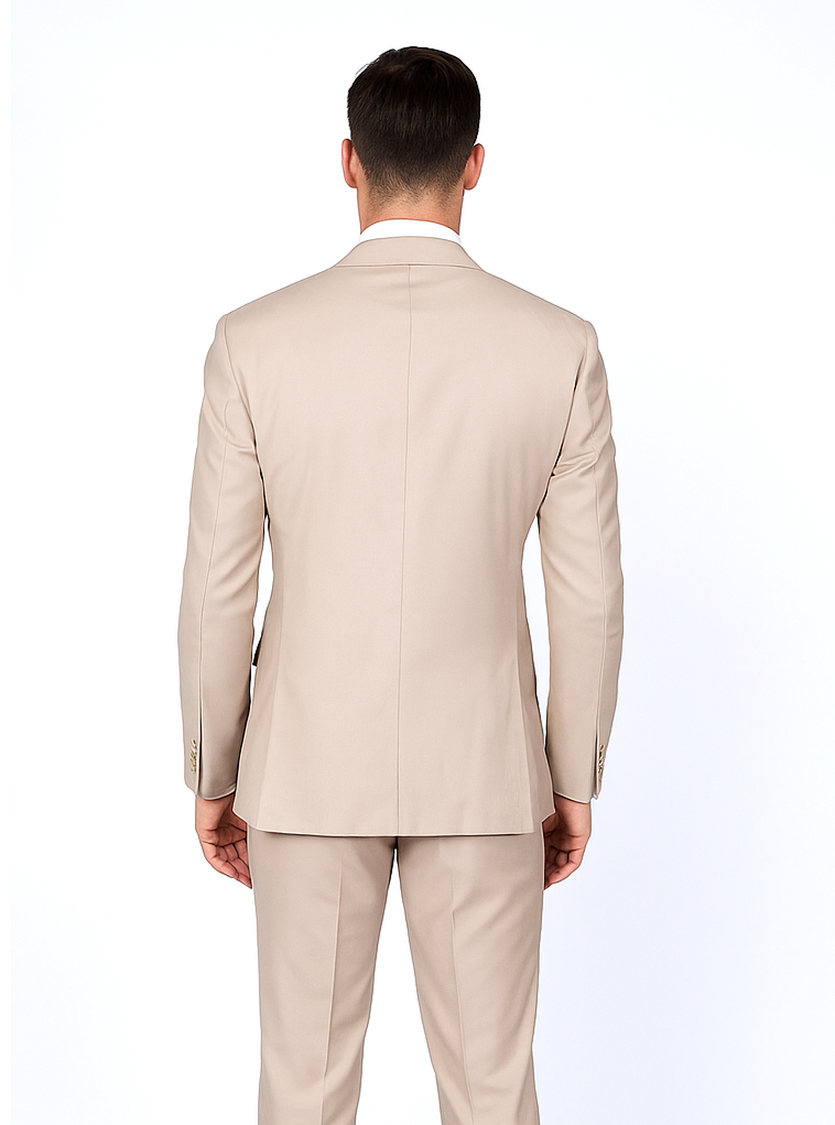 Beige Slim Fit Suit for Men by Rossiman Rossi | Tailored Skinny Fit Formal Suit – Italian 3-Piece Luxury Design