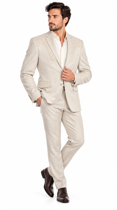 Mens SUEDE Cowboy Blazer Ultra Slim Fit LAM-516 in Color Beige