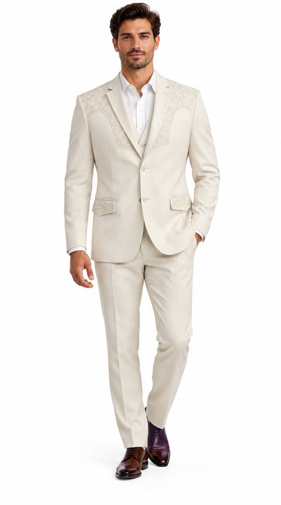 Mens SUEDE Cowboy Blazer Ultra Slim Fit LAM-516 in Color Beige