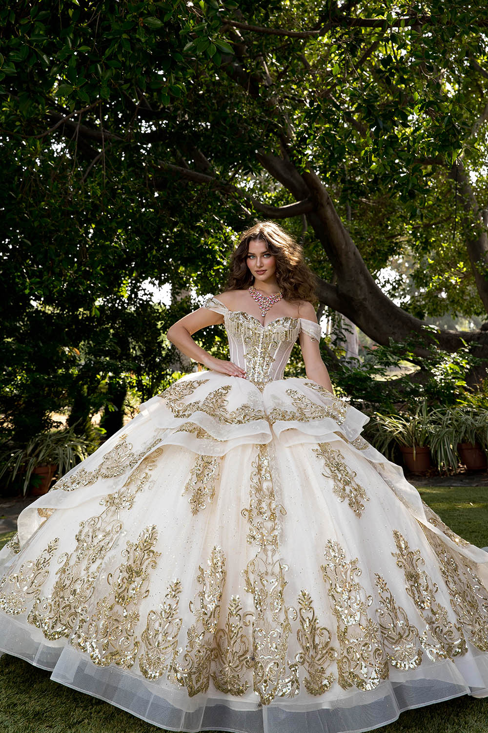 Off Shoulder Corset Ball Gown by Bella Princess PQ1074