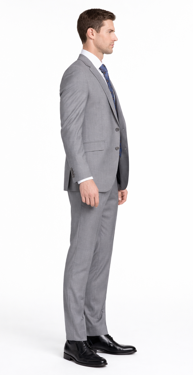 Bertolini 2Pc & 3PC Lt. Gray Two-button Wool & Silk Blend Suit