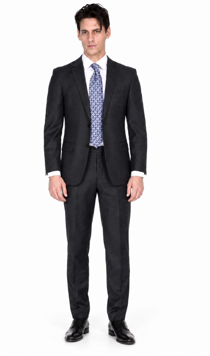 Mantoni  Men’s Suit-Solid Gray- High End Suits - High Quality Suits