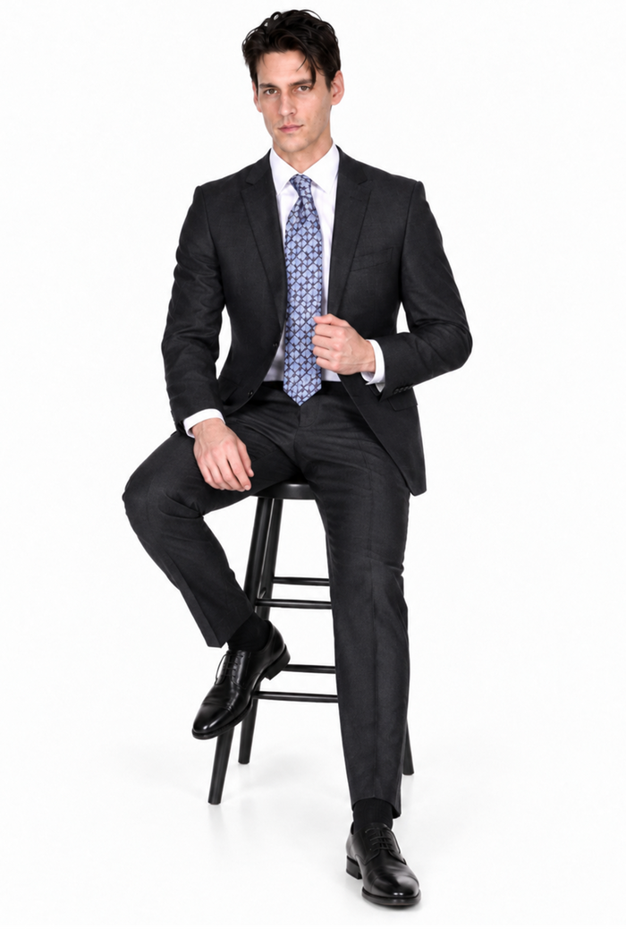 Mantoni  Men’s Suit-Solid Gray- High End Suits - High Quality Suits